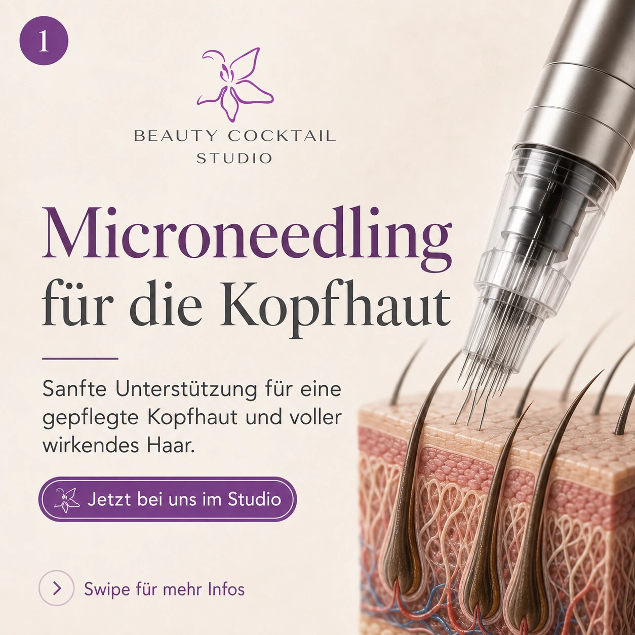 Kopfhaut-Microneedling in Düsseldorf bei Beauty Cocktail