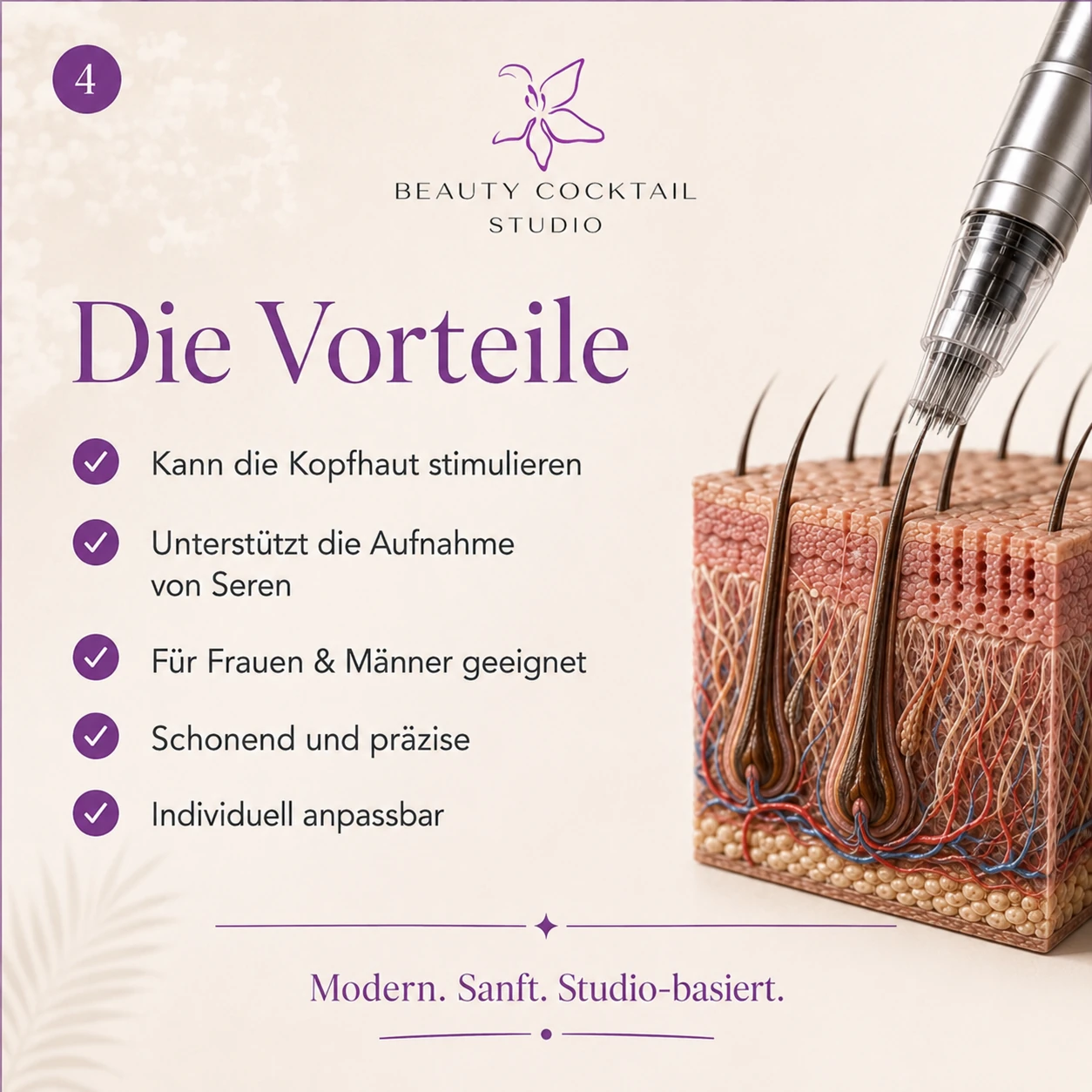Vorteile von Kopfhaut Microneedling bei Beauty Cocktail Düsseldorf
