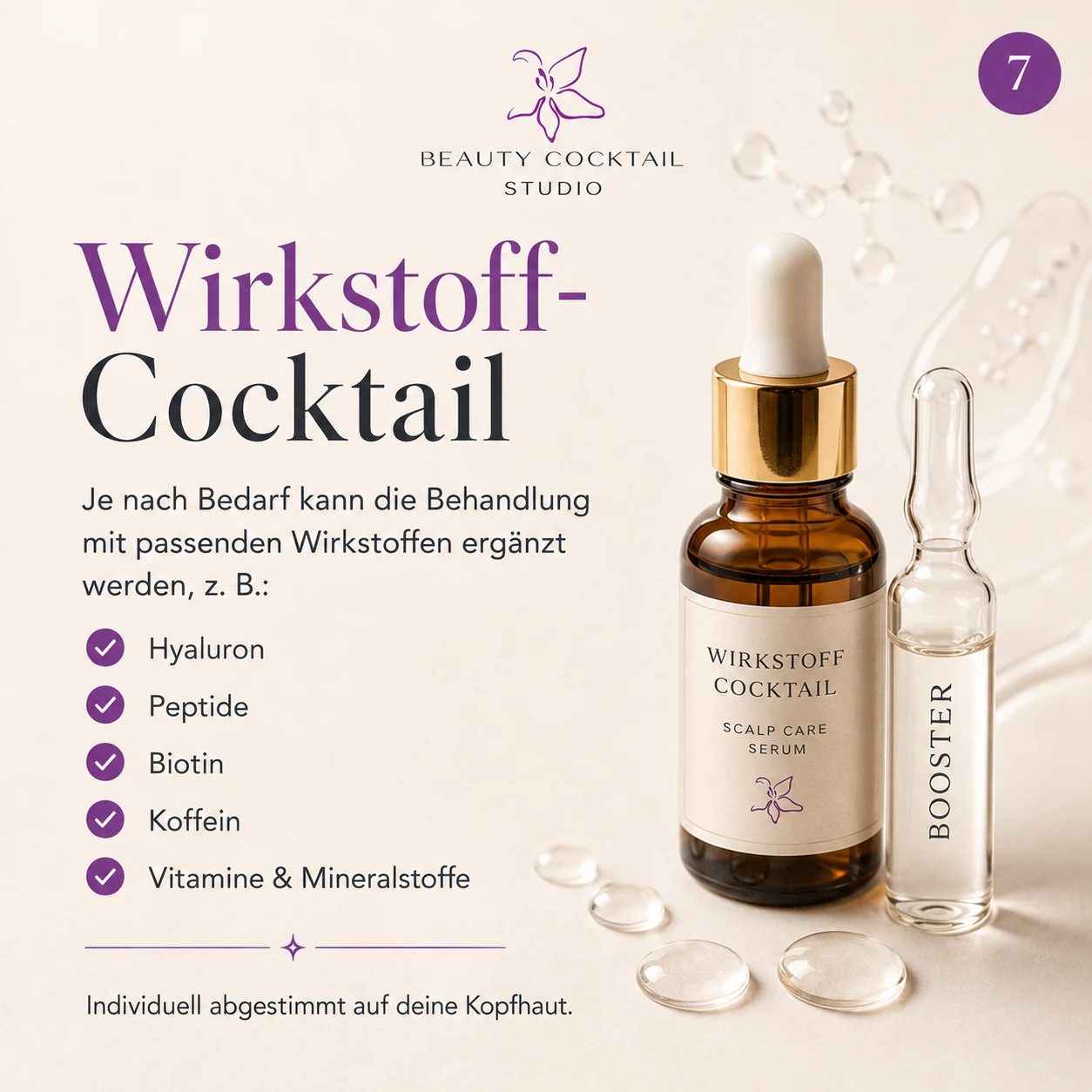 Wirkstoff Serum für Kopfhaut Microneedling bei Beauty Cocktail